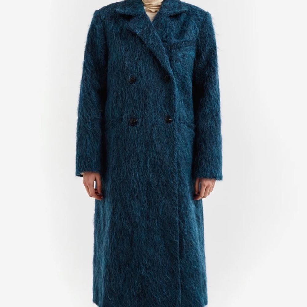 NWT Ganni Fluffy Coat Nautical Blue